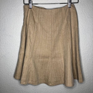 𝅺the Limited Skirt Tan White Herringbone A Line Knee High Waist Lined Size‎ 0